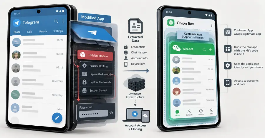 Kit de spyware Android vizează conturile Telegram și WeChat